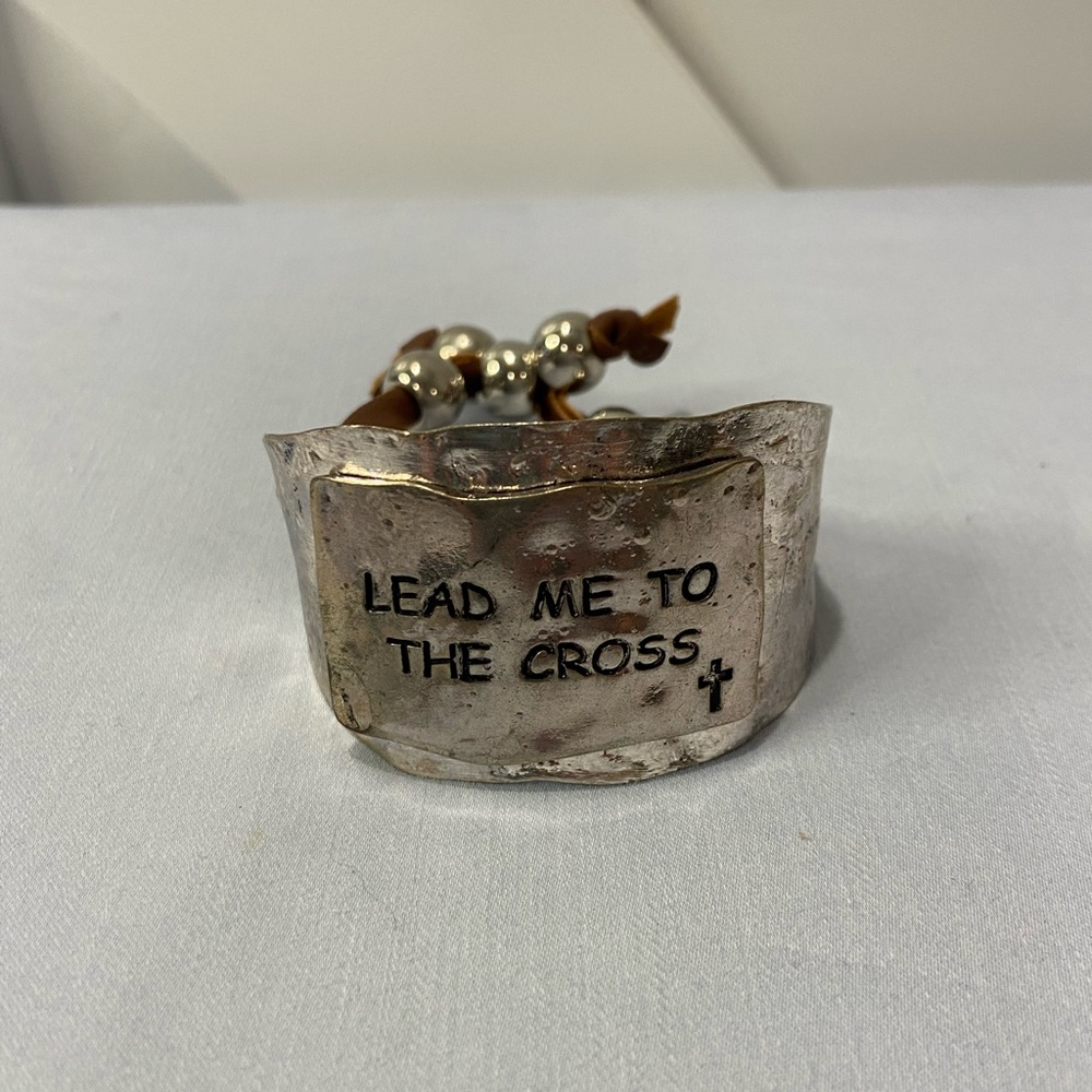 Metal Adjustable Bracelet “Lead me to the Cross” 7.5”